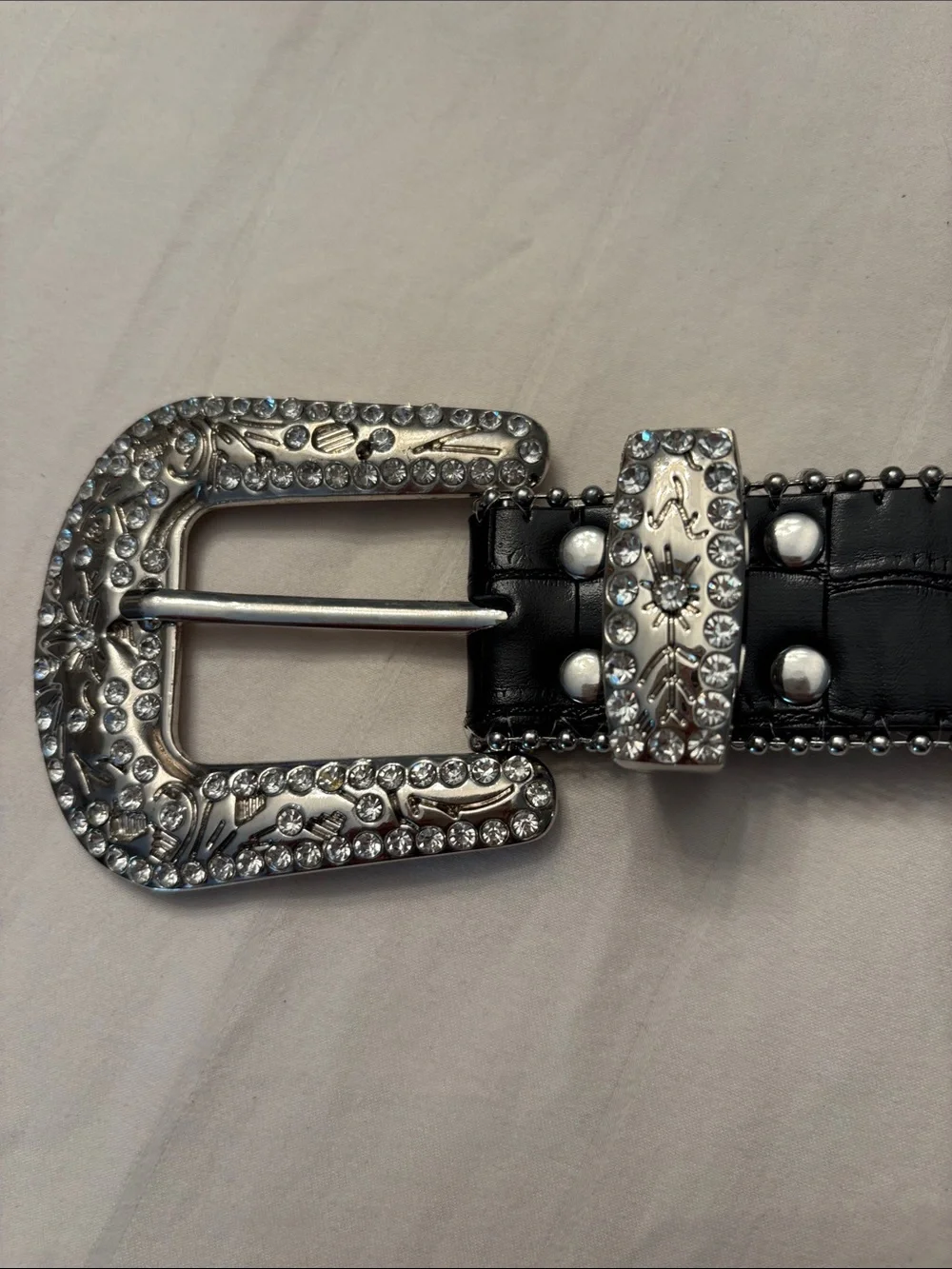 Cross Rhinestone Bling Studded Belt, Unisex, size  Medium, faux leather, western